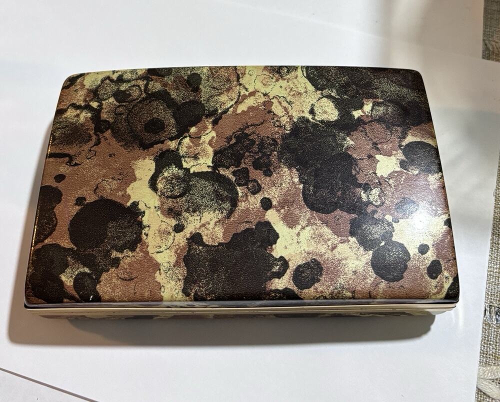 Vintage Mele Floral Earring Ring Jewelry Box Gold Organizer Mod MCM Travel 6-1/2